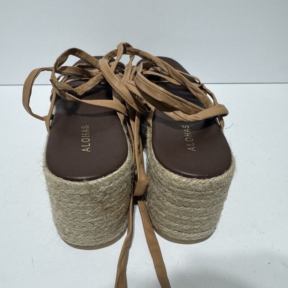 ALOHAS Womens Leather Crossed Platform Espadrille Sandals Size EU41 M US10 - Picture 4 of 6